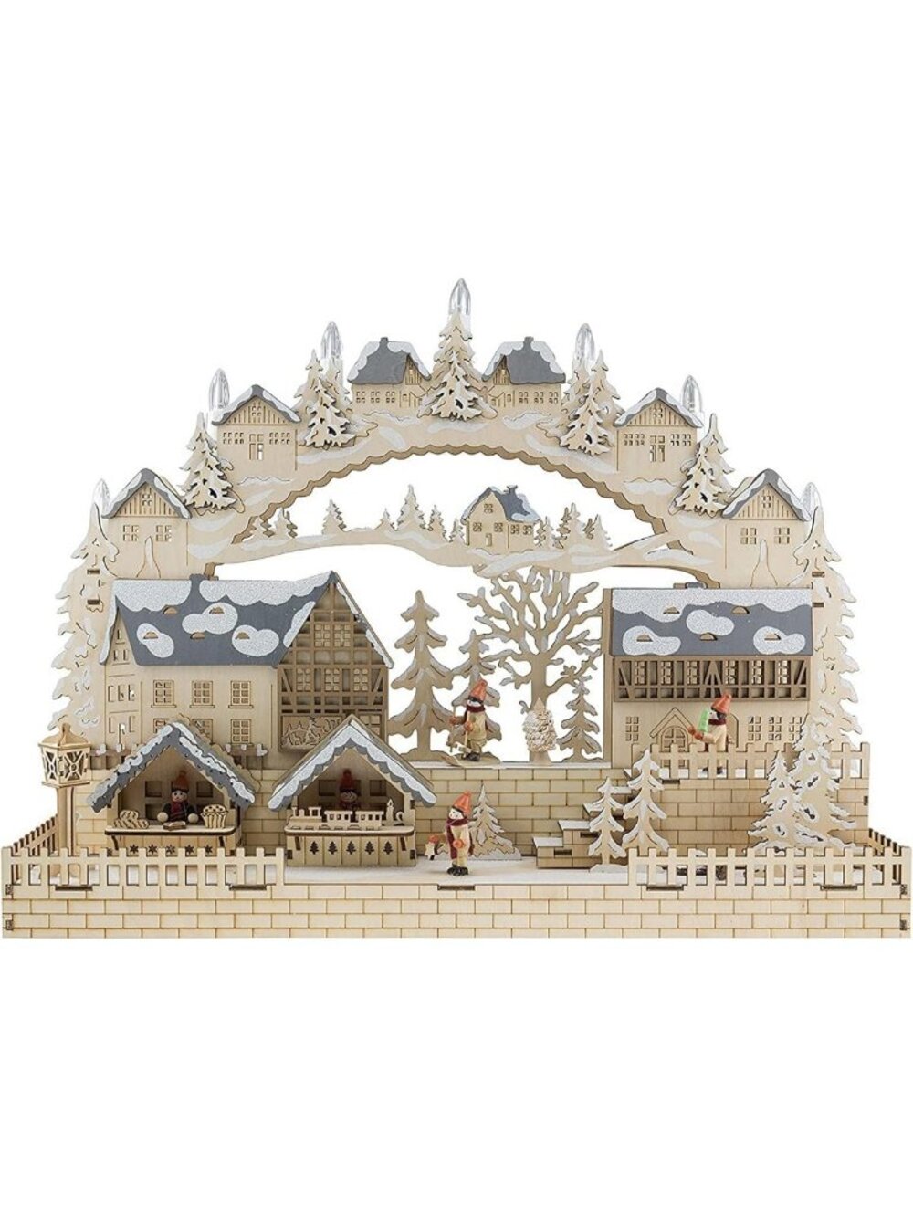 Wooden LED Advent Calendar Decoration - Countdown to Christmas, Battery Operated